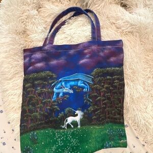 Fantasy Dragon and Unicorn Tote Bag